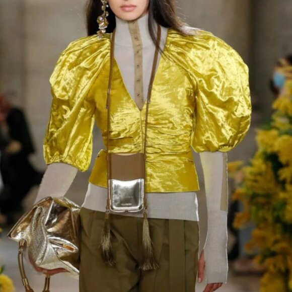 Ulla Johnson "Vera" Ruched Duchesse-Satin Top Size 4 - Picture 5 of 6